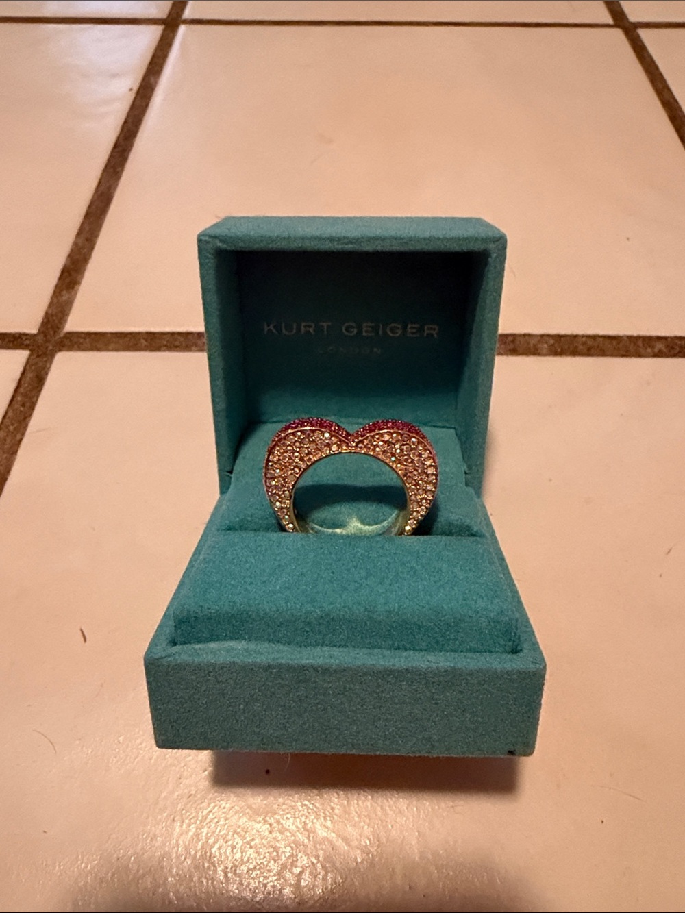 Kurt Geiger London Pave Heart Band Ring.Heart Ring